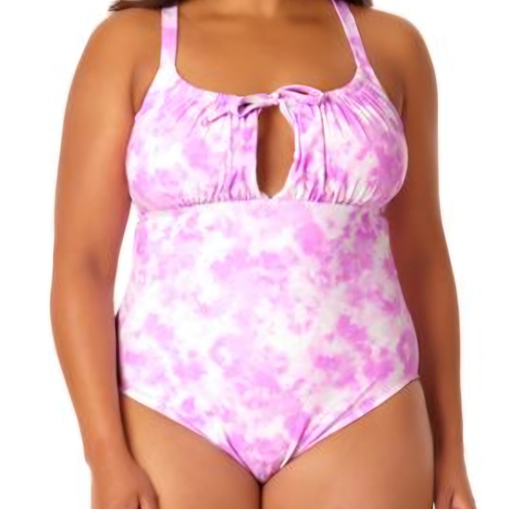 ☀️🌞⛱️Salt + Cove PINK Plus Size Tie-Dyed Keyhole One-Piece Swimsuit, US 1X